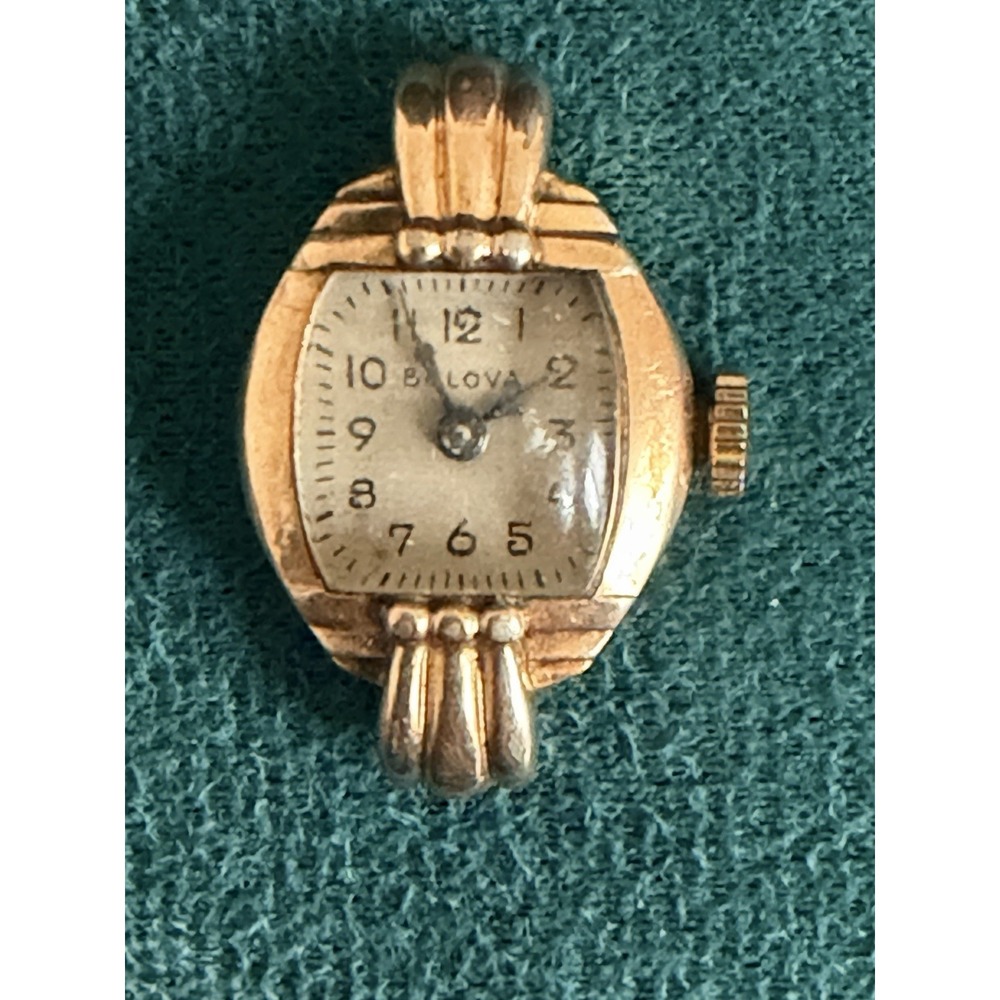 Vintage Bulova Ladies Watch 14K Rolled Gold Plate Mechanical Art Deco Not Run